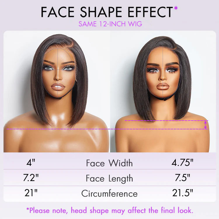 Silky Blunt Cut Bob Snugfit Glueless Minimalist HD Lace Short Wig Pre-Cut Lace