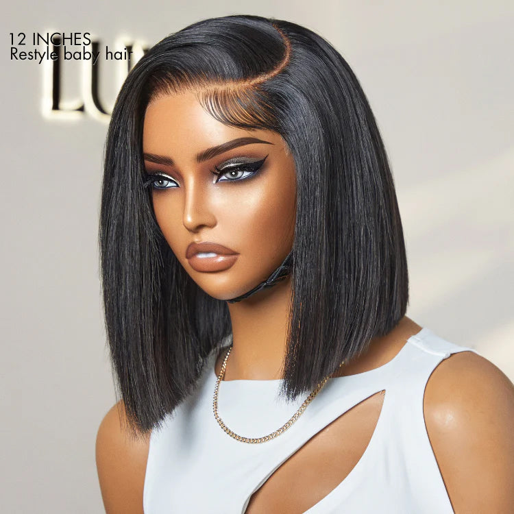 Silky Blunt Cut Bob Snugfit Glueless Minimalist HD Lace Short Wig Pre-Cut Lace