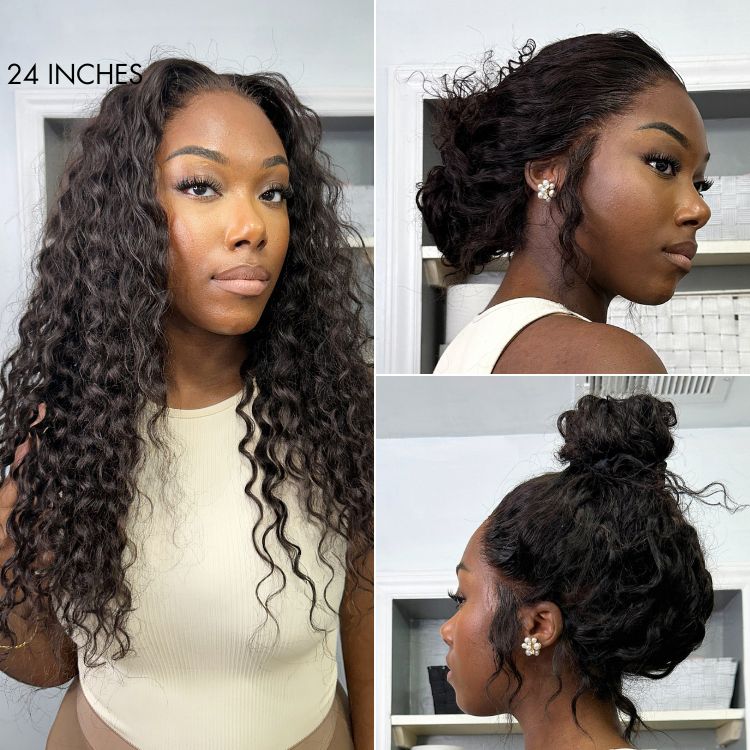 48H Delivery | Water Wave 360 Lace Flexi-Fit Invisi Drawstring Cap Long Wig 100% Human Hair Pre-bleached & Pre-plucked & Pre-Cut Lace