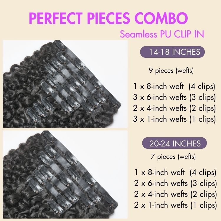 Soft Body Wave Seamless Clip in Extensions Real Human Hair Pieces 135g 9pcs / 7pcs with Free Gift