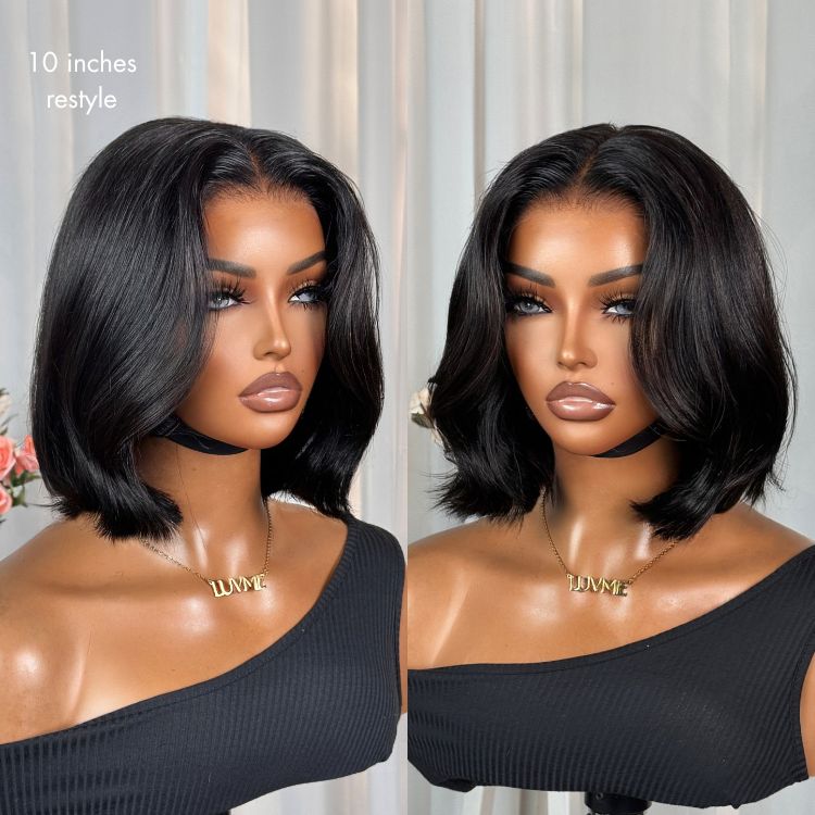 Silky Blunt Cut Bob Glueless 7x6 Closure HD Lace Wig Pre-Cut Lace