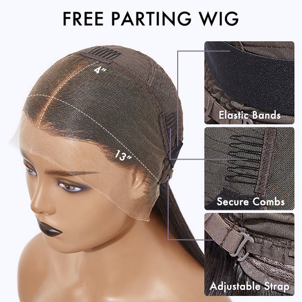 Natural Kinky Straight Glueless 5x5 / 13x4 HD Lace Long Wig 100% Human Hair