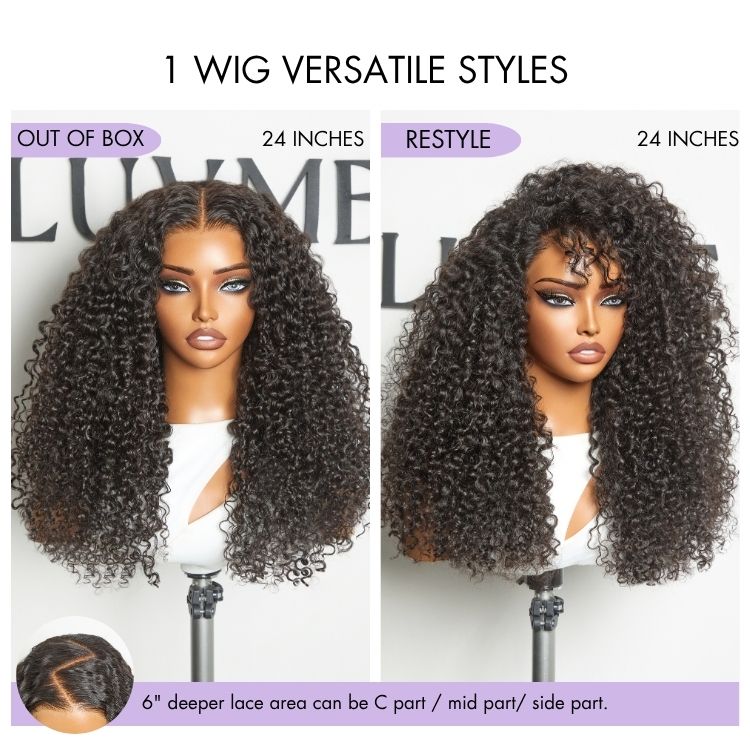 180% Density Voluminous & Bouncy Messy Burmese Curly Glueless 7x6 Closure HD Lace Human Hair Wig Pre-Cut Lace