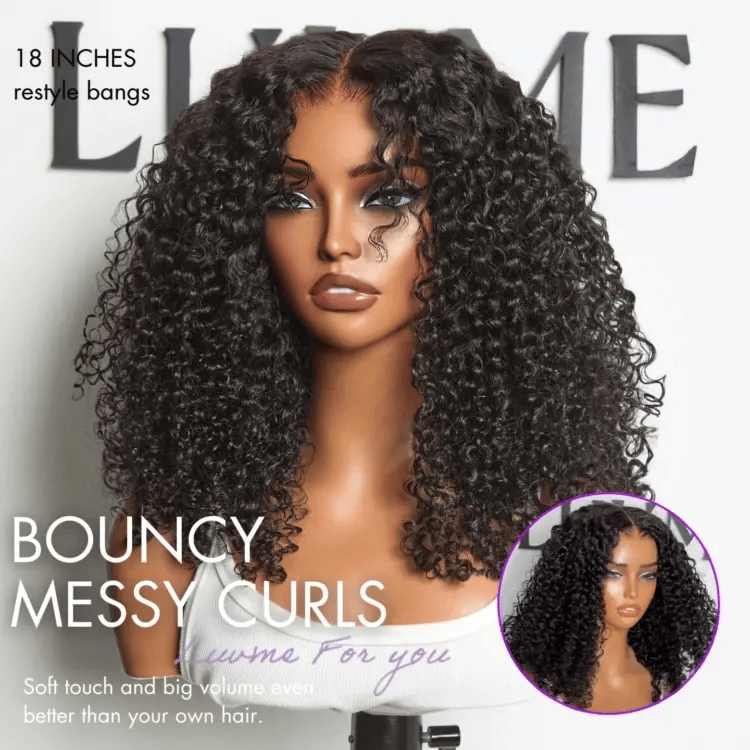180% Density Voluminous & Bouncy Messy Burmese Curly Glueless 7x6 Closure HD Lace Human Hair Wig Pre-Cut Lace