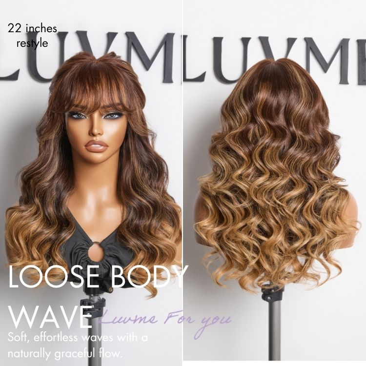 180% Density Loose Body Wave Glueless 7x6 Closure HD Lace Human Hair Wig with Bangs Pre-Cut Lace