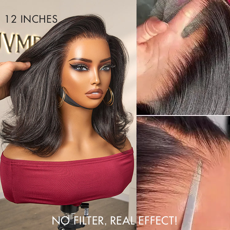 48H Delivery | Retro 90s Flip Ends Bob Cut Wig Glueless 13x4 Frontal Lace Human Hair Wig