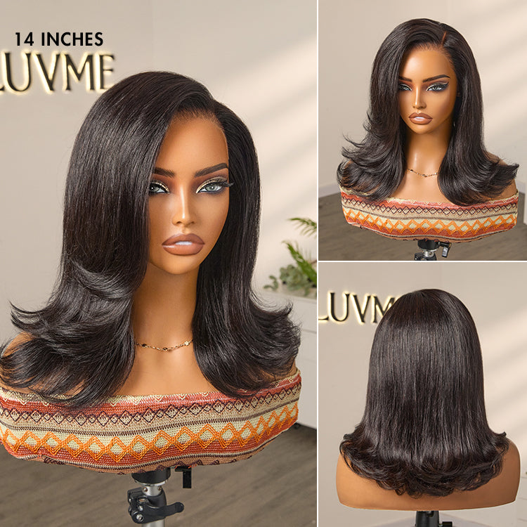 48H Delivery | Retro 90s Flip Ends Bob Cut Wig Glueless 13x4 Frontal Lace Human Hair Wig