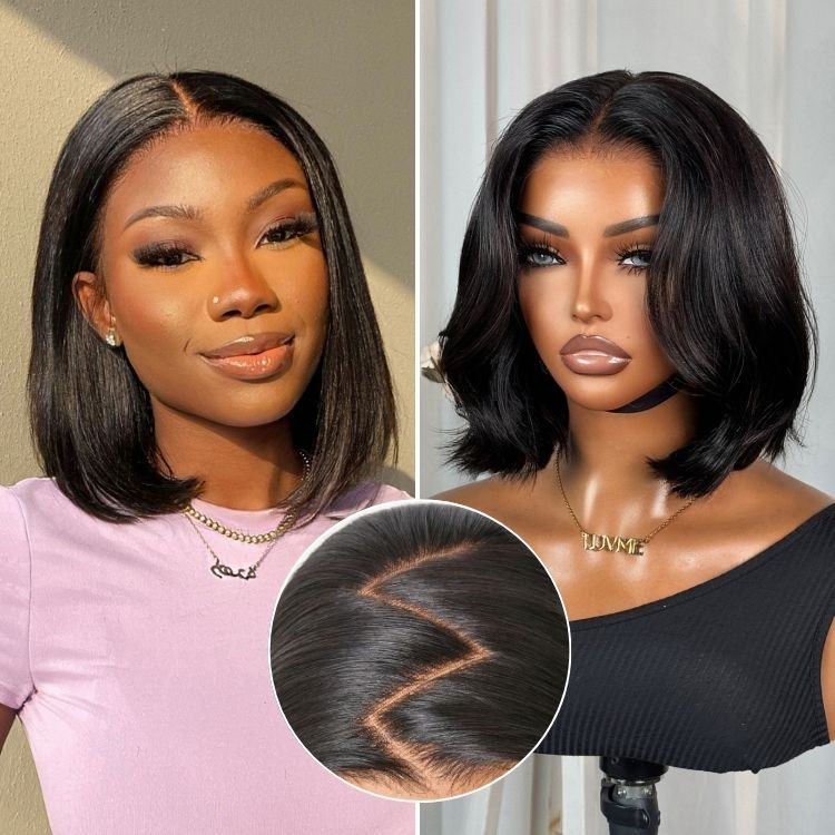Silky Blunt Cut Bob Glueless 7x6 Closure HD Lace Wig Pre-Cut Lace