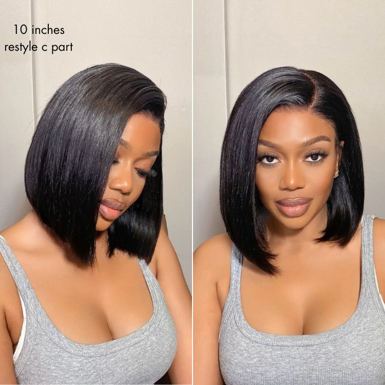 Silky Blunt Cut Bob Glueless 7x6 Closure HD Lace Wig Pre-Cut Lace