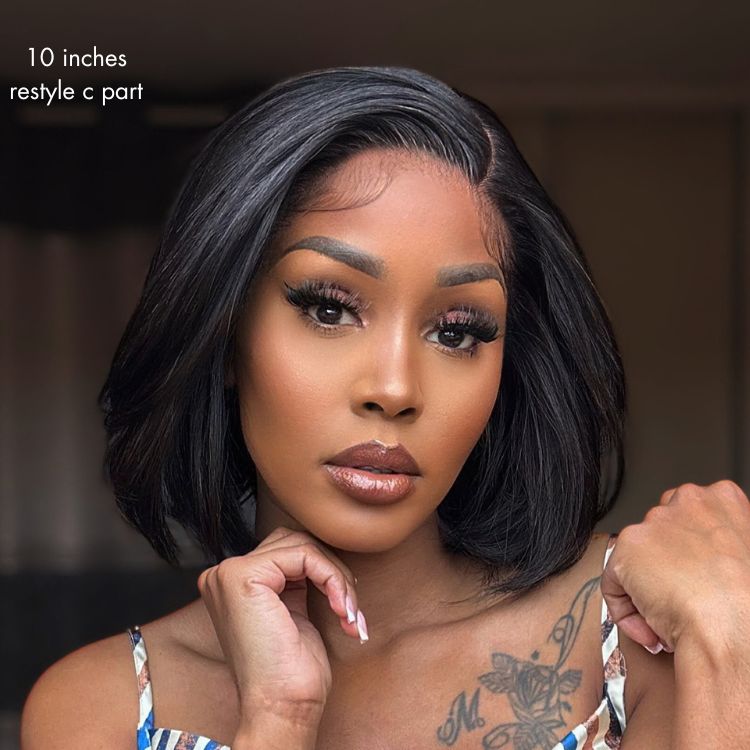 Silky Blunt Cut Bob Glueless 7x6 Closure HD Lace Wig Pre-Cut Lace