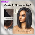 Put On & Go Blunt Cut Straight Bob Minimalist HD Lace Glueless C Part Wig