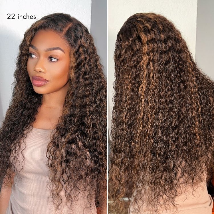48H Delivery | Luvme All-Day Comfort™ Wig PartingMax Brown Highlights Funmi Curly 7x6 Closure HD Lace Glueless Wig Pre Cut Lace - US Only