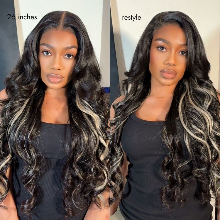 180% Density Platinum Blonde Highlight Loose Body Wave Glueless 7x6 Closure HD Lace Wig Pre-Cut Lace