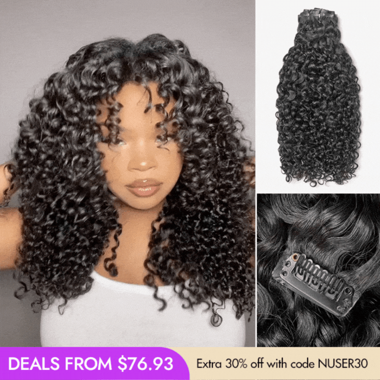 Messy Burmese Curly Seamless Clip in Extensions Human Hair