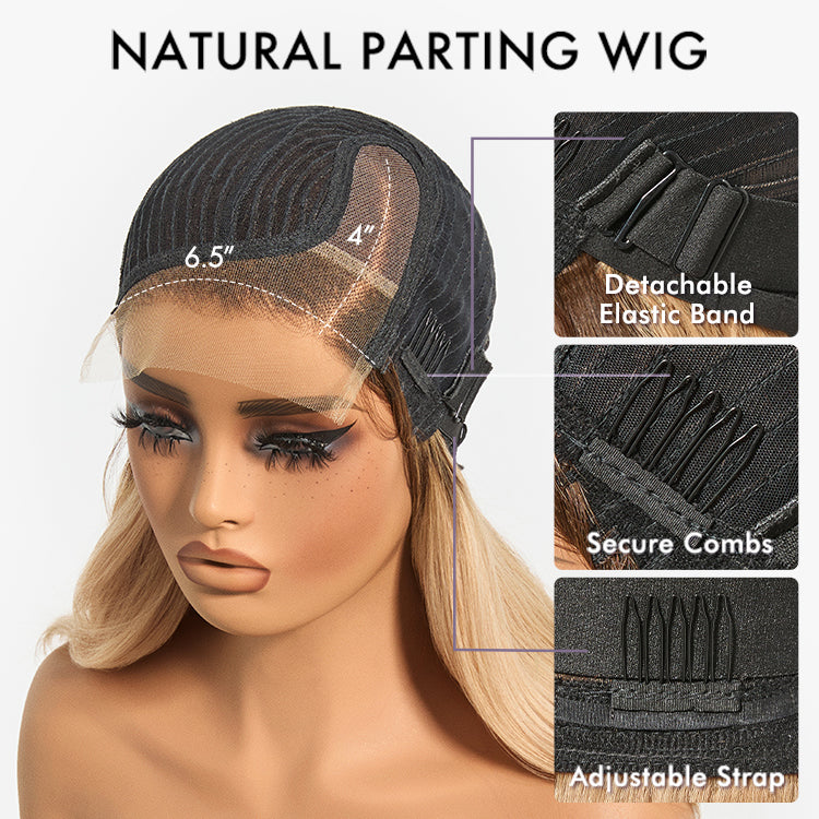 Brown Highlight Layered Haircut Wavy Glueless Minimalist HD Lace Wig Pre-Cut Lace