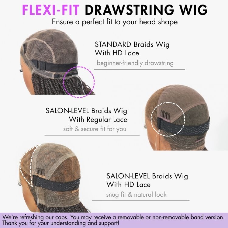 Special Deal | Light Weight Flexi-Fit Invisi Drawstring Cap Full Lace Knotless Boho Curls Braided Long Wig Super Natural Scalp