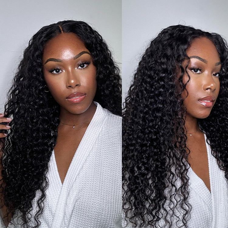 3-In-1 Half Wig 180% Density Water Wave Glueless Flexi-Fit Drawstring Wig