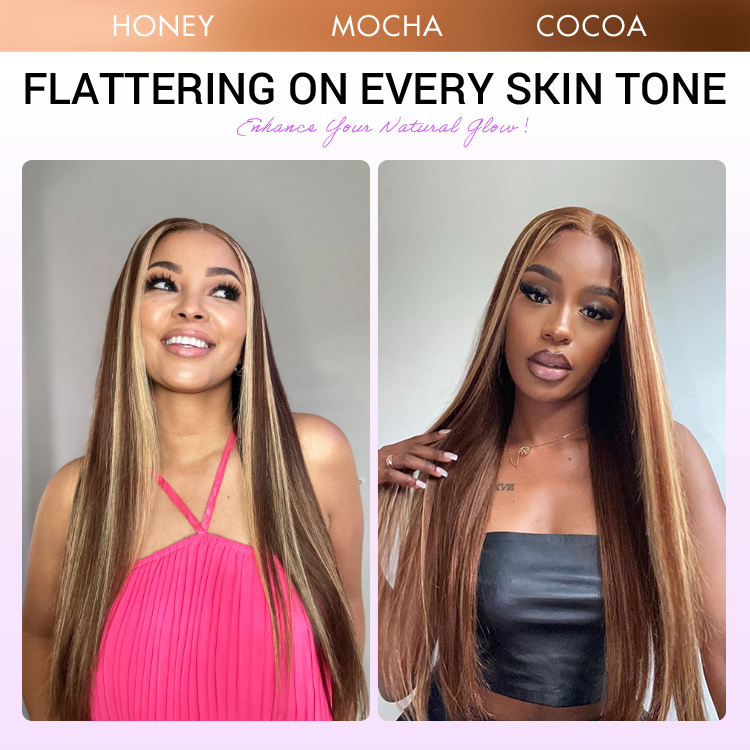 180% Density Honey Blonde Highlight Silky Straight Glueless 5x5 Closure HD Lace Long Wig