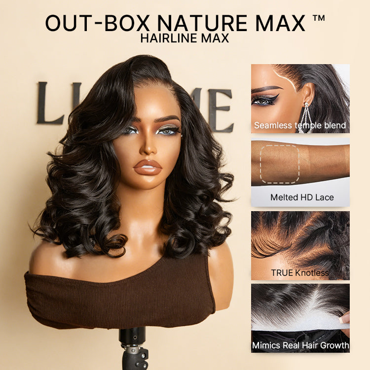 200% Density Ombre Brown / Natural Loose Wave Glueless 13x6 HD Lace Front Shoulder Length Wig Pre-Cut Lace Flexi-Fit Drawstring Cap