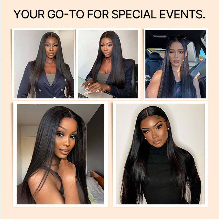 48H Delivery | NatureMAX™ Silky Straight Glueless Ear-to-ear 13x4 HD Lace Front Wig Pre-Cut Lace