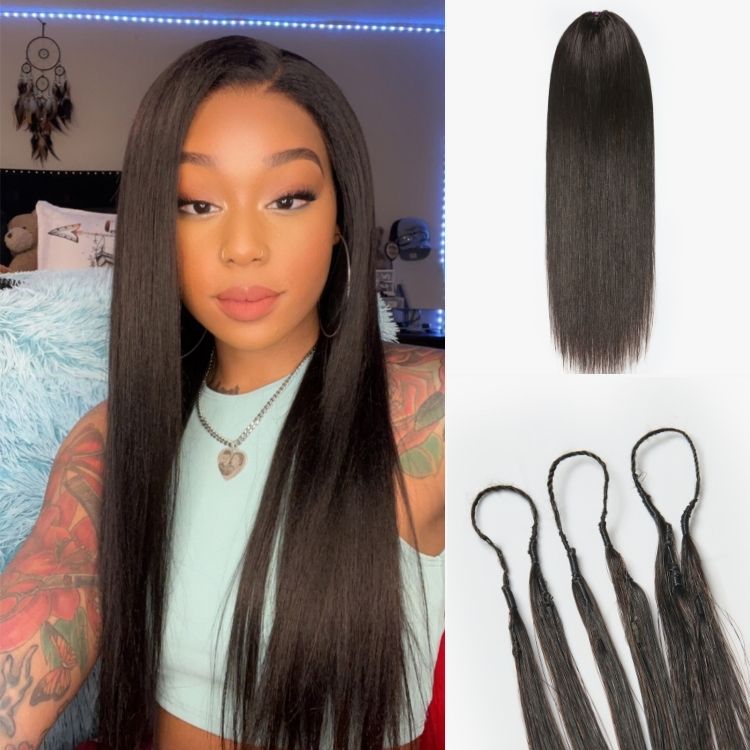 Pre-Separated Feather Crochet Human Hair Extensions Silky Straight Protective Style with Free Gifts - US Only