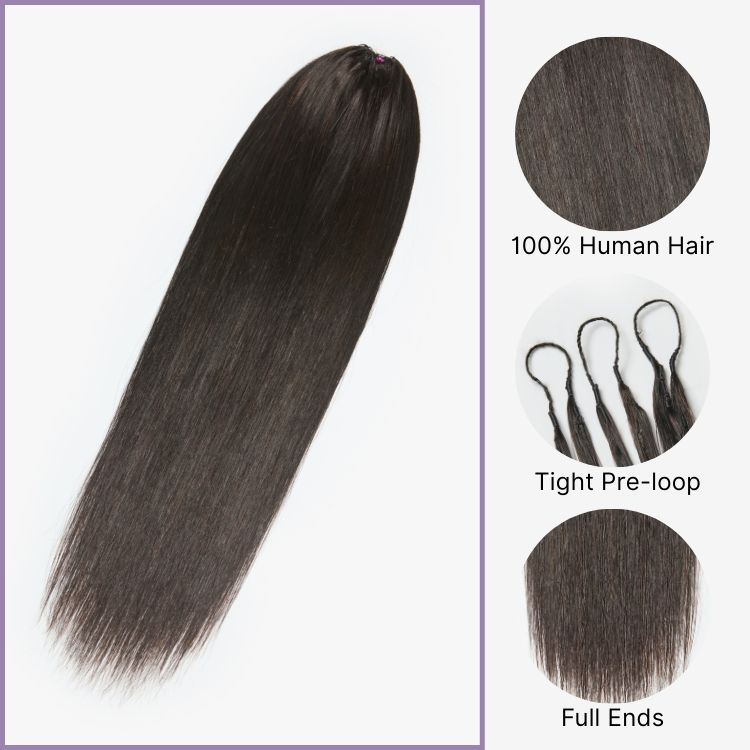 Pre-Separated Feather Crochet Human Hair Extensions Silky Straight Protective Style with Free Gifts - US Only
