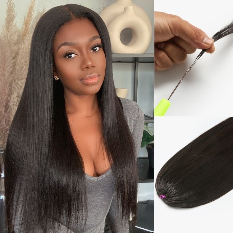 Pre-Separated Feather Crochet Human Hair Extensions Silky Straight Protective Style with Free Gifts - US Only