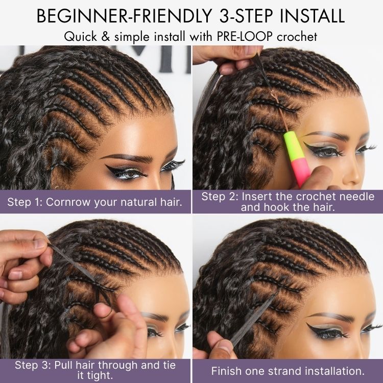 Pre-Separated Feather Crochet Human Hair Extensions Silky Straight Protective Style with Free Gifts - US Only