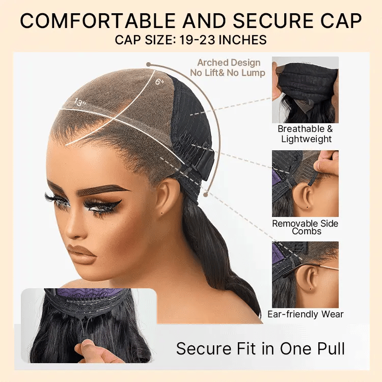 NatureMAX 200% Density Ombre Brown / Natural Black Loose Wave Glueless 13x6 / 13x4 HD Lace Front Wig Pre-Cut Lace Flexi-Fit Drawstring Cap
