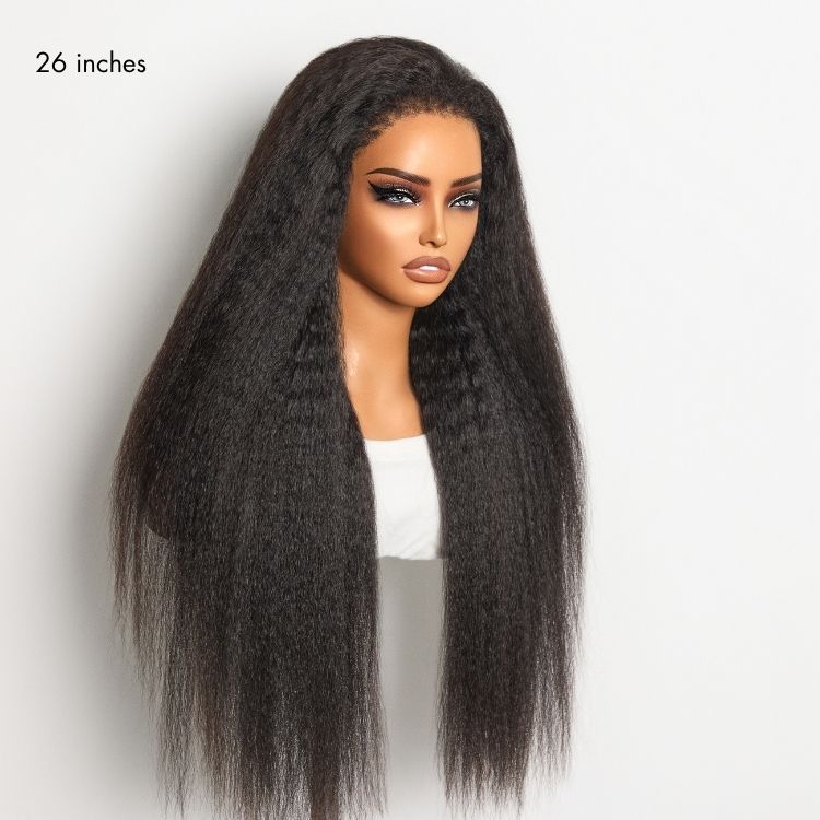 4C Kinky Edges Kinky Straight Glueless 7x6 Closure HD Lace Human Hair Wig Pre-Cut Lace