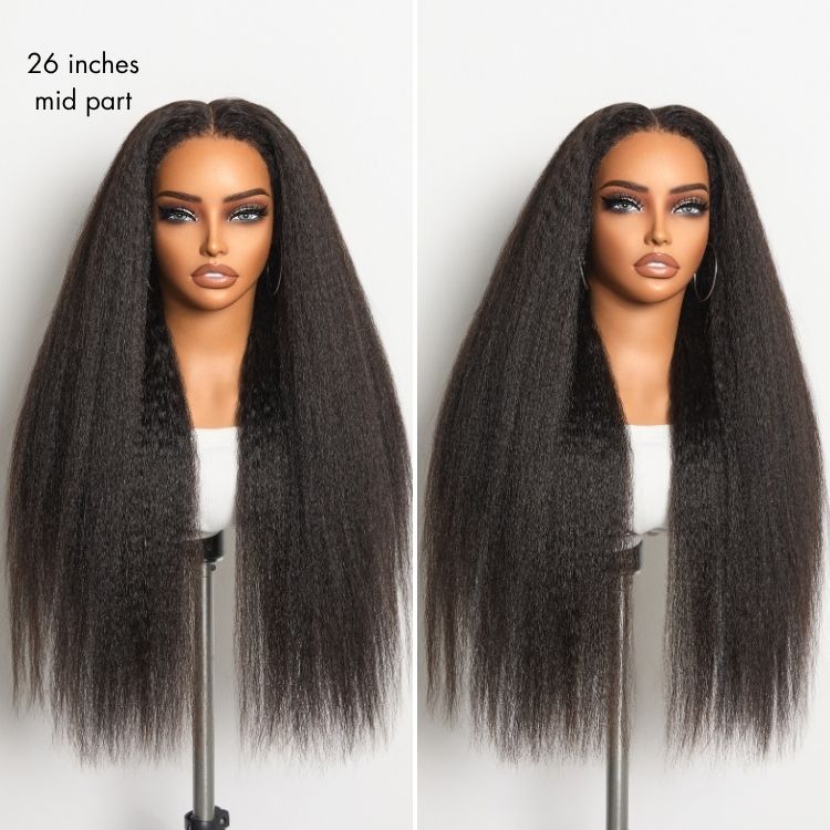 4C Kinky Edges Kinky Straight Glueless 7x6 Closure HD Lace Human Hair Wig Pre-Cut Lace