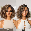 Ready to Go Blonde Highlight Water Wave Short Curly Bob Wig Glueless Minimalist HD Lace Wig Pre-Cut Lace