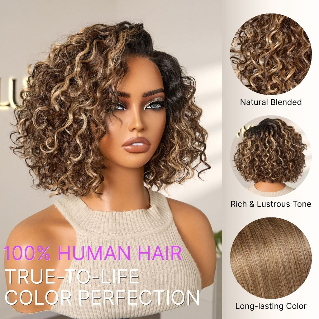 Ready to Go Water Wave Short Curly Bob Wig Glueless Minimalist HD Lace Wig Pre-Cut Lace