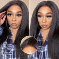 4C Kinky Edges Kinky Straight Glueless 7x6 Closure HD Lace Human Hair Wig Pre-Cut Lace