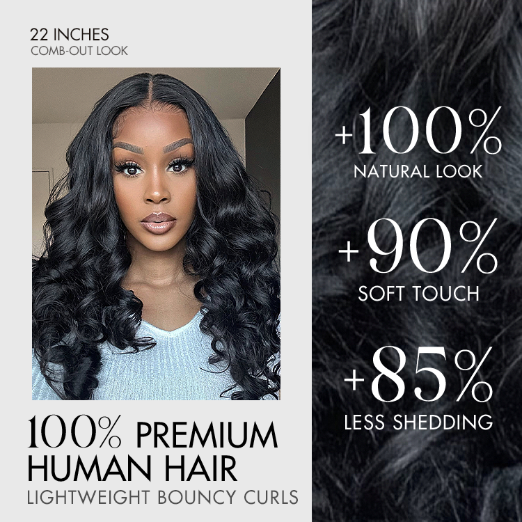 Natural Black Loose Body Wave 5x5 Closure HD Lace Glueless Mid Part Long Wig