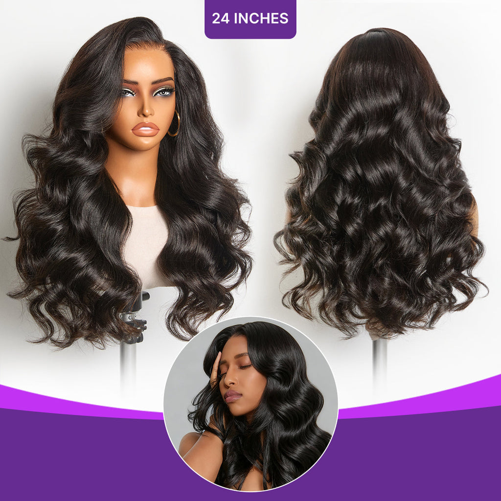 PartingMax Glueless Wig 180% Density Loose Body Wave Ready to Go 7x6 Closure HD Lace Pre Cut & Plucked & Bleached
