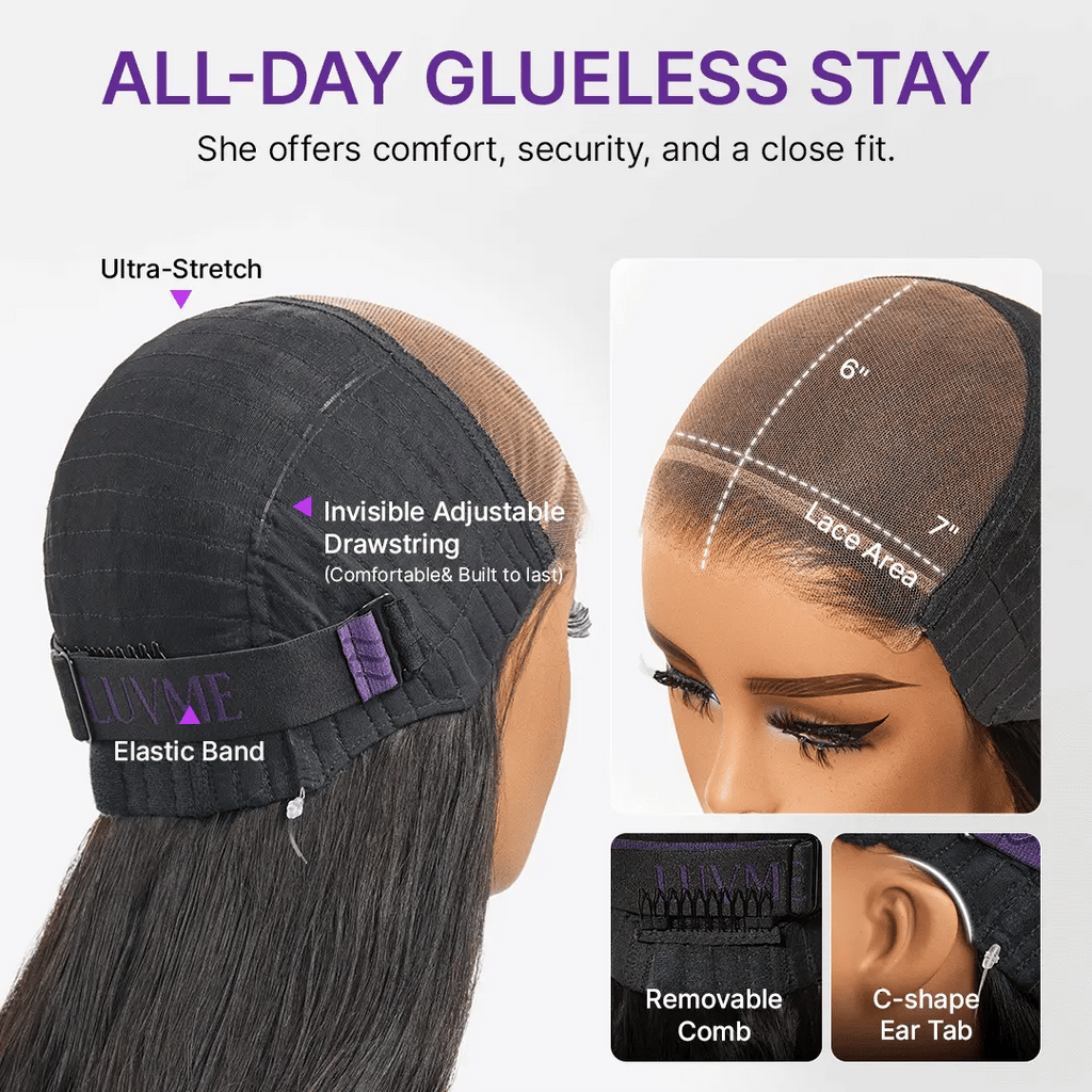 PartingMax Glueless Wig 180% Density Loose Body Wave Ready to Go 7x6 Closure HD Lace Pre Cut & Plucked & Bleached
