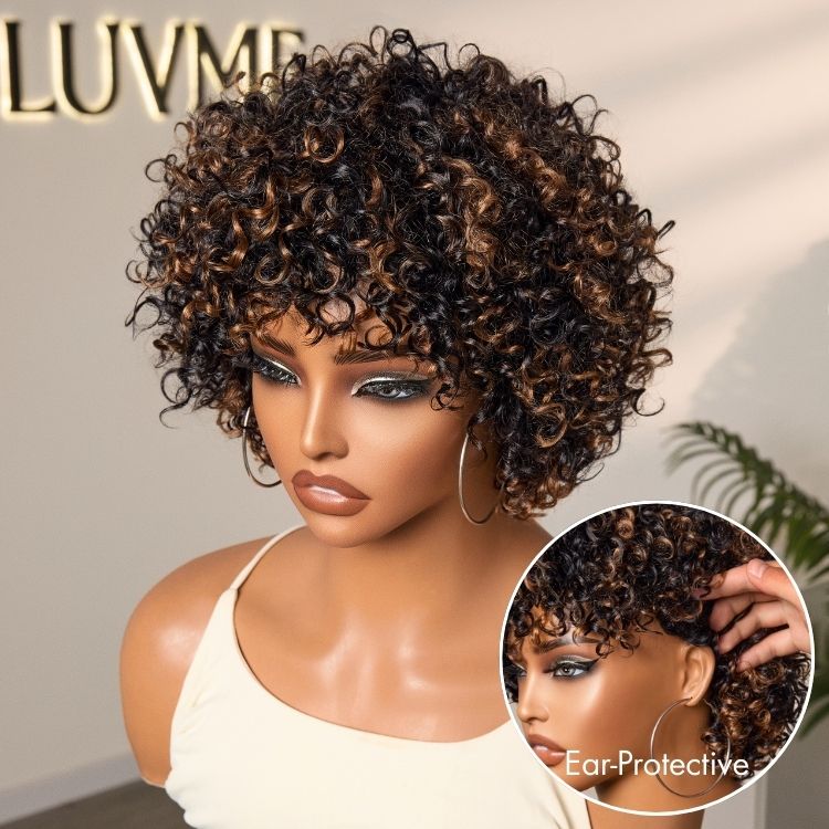 Throw On & Go Short Cut with Bangs Wig Ultra Comfort Skin-Like Soft Care Glueless Wig Hair Loss Friendly