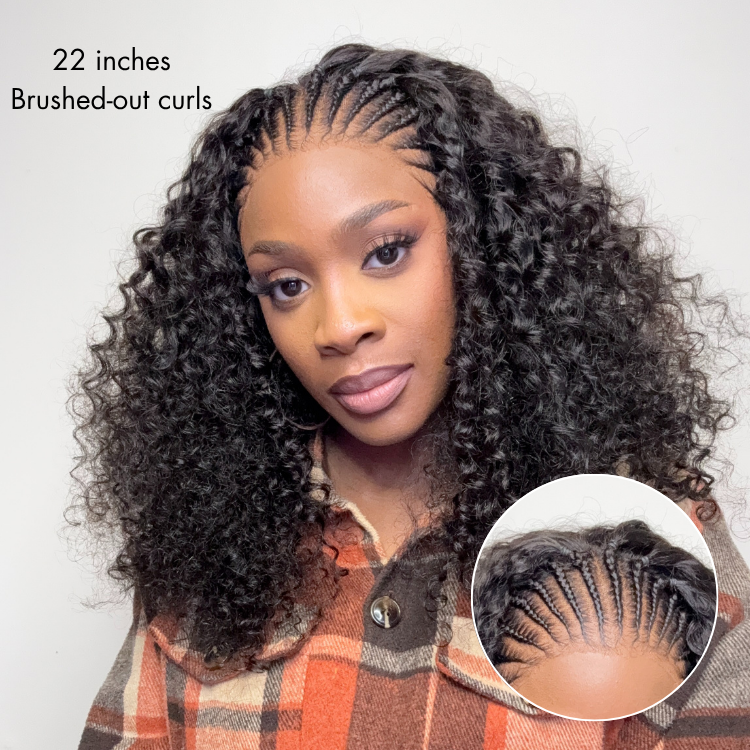 22 Inch=$199.9 | Readitress™ Knotless Fulani Braids Deep Wave Glueless Ear-to-ear 13x4 Frontal HD Lace Wig Human Hair