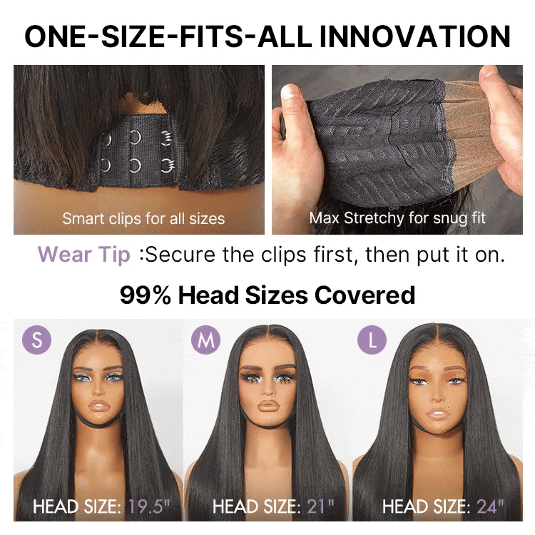 180% / 250% Density Bone Straight with Baby Hair PartingMax Glueless 7x6 Closure HD Lace Wig Pre-Cut Lace