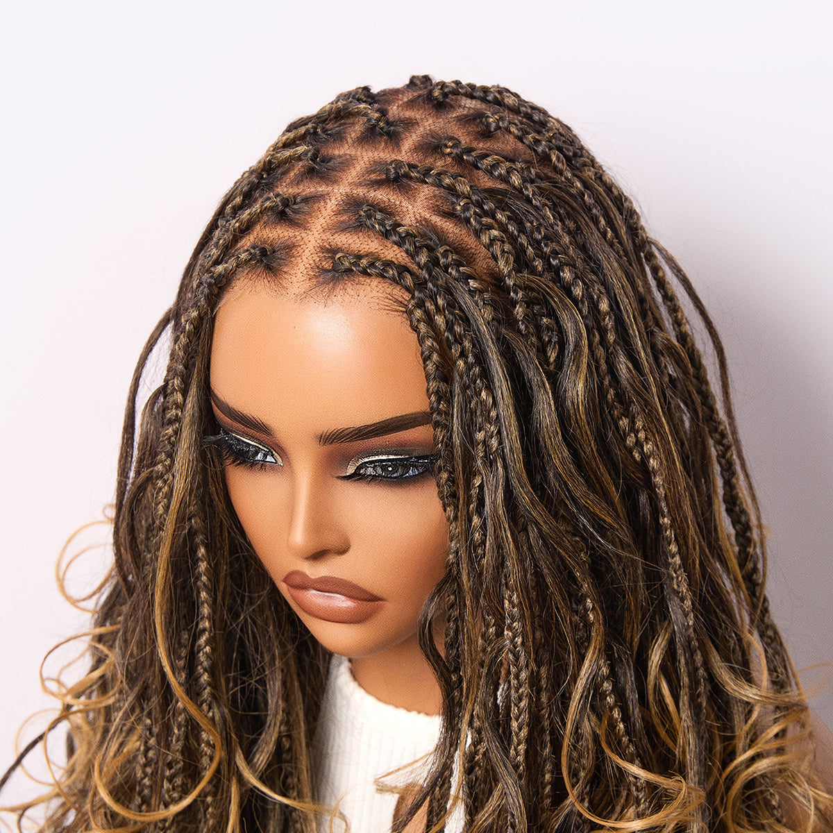 Special Deal | Readitress Ombre Honey Blonde French Curl Knotless Boho Braids HD Full Lace Long Wig Flexi Fit Invisi Drawstring Cap
