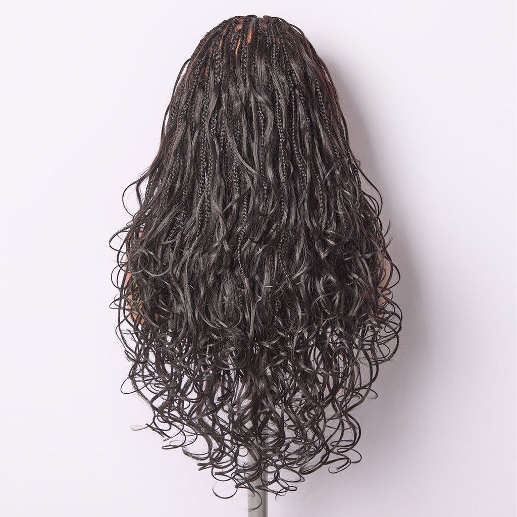 French Curl Knotless Boho Braids HD Full Lace Long Wig Flexi Fit Invisi Drawstring Cap