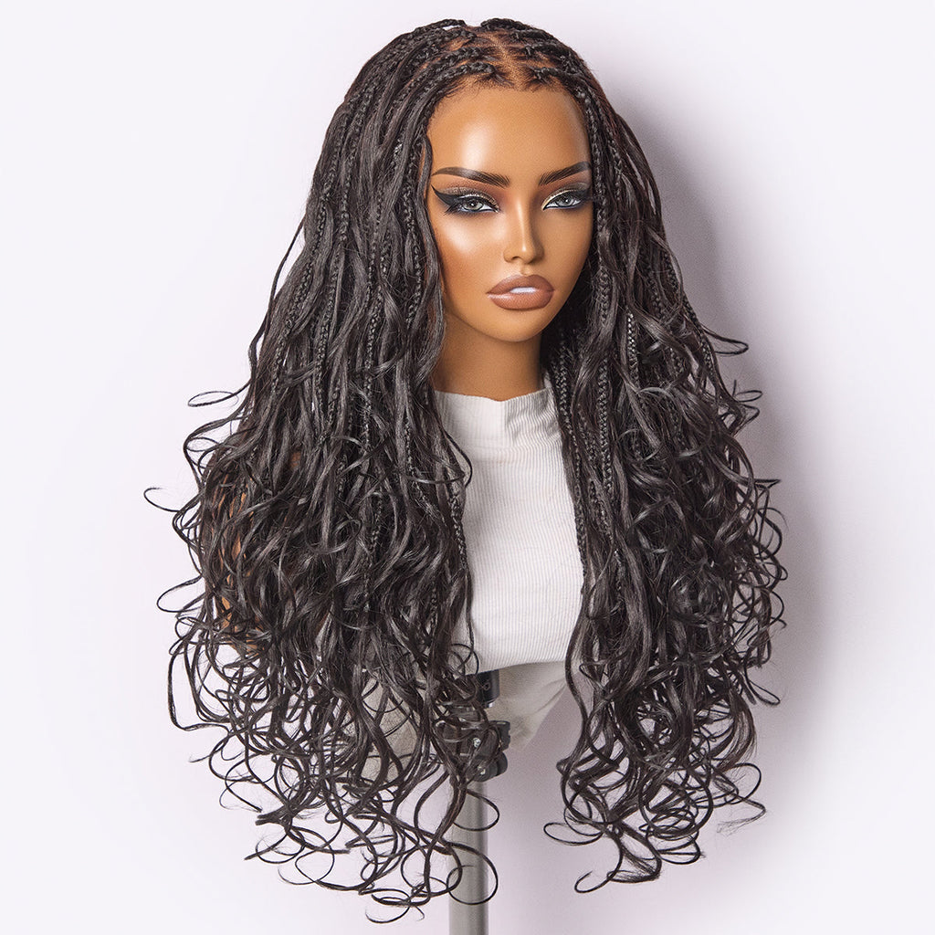 Special Deal | Readitress Ombre Honey Blonde French Curl Knotless Boho Braids HD Full Lace Long Wig Flexi Fit Invisi Drawstring Cap