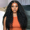 Natural Black Water Wave 13x4 HD Lace Front Free Part Glueless Wig 100% Human Hair