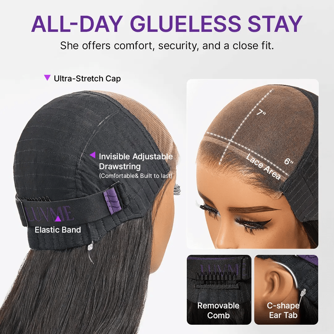 180% / 250% Density Bone Straight with Baby Hair PartingMax Glueless 7x6 Closure HD Lace Wig Pre-Cut Lace