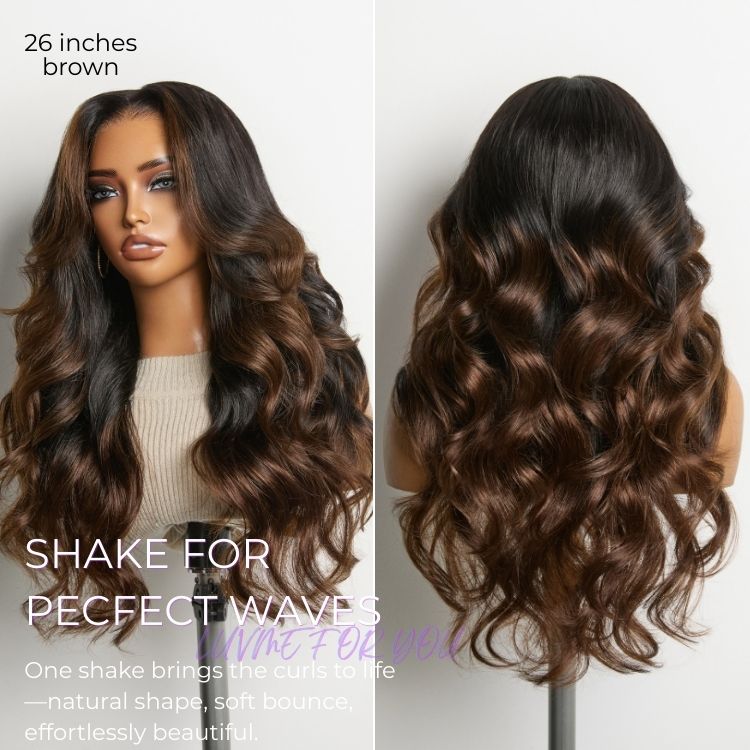 NatureMAX 200% Density Ombre Brown / Natural Black Loose Wave Glueless 13x6 / 13x4 HD Lace Front Wig Pre-Cut Lace Flexi-Fit Drawstring Cap