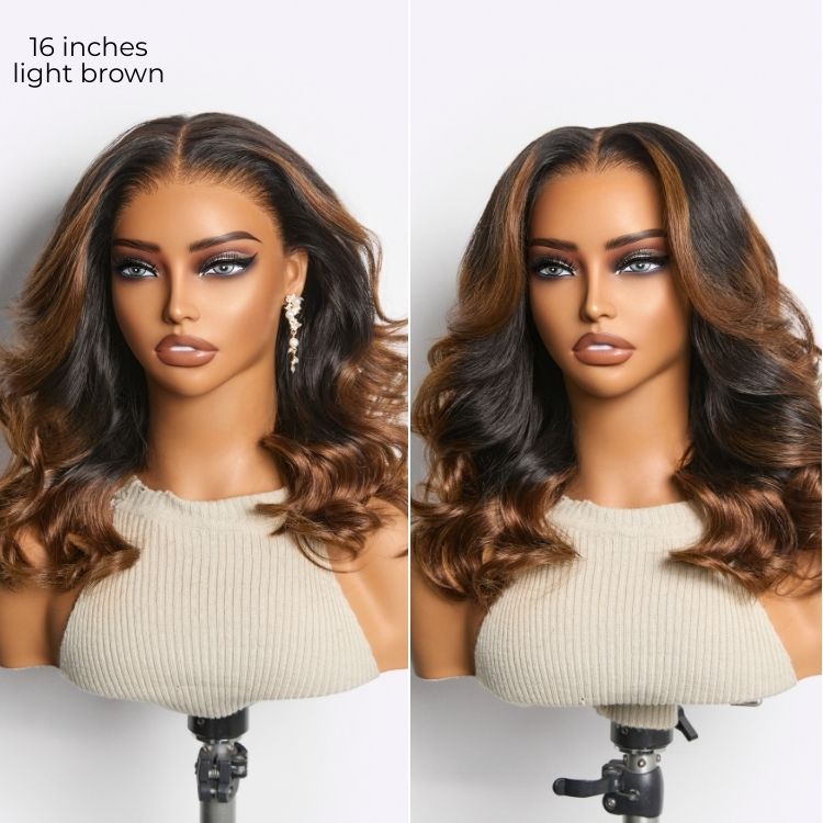 NatureMAX 200% Density Ombre Brown / Natural Black Loose Wave Glueless 13x6 / 13x4 HD Lace Front Wig Pre-Cut Lace Flexi-Fit Drawstring Cap