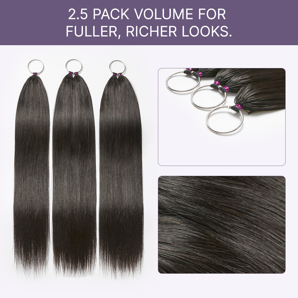Pre-Separated Feather Crochet Human Hair Extensions Silky Straight Protective Style with Free Gifts - US Only