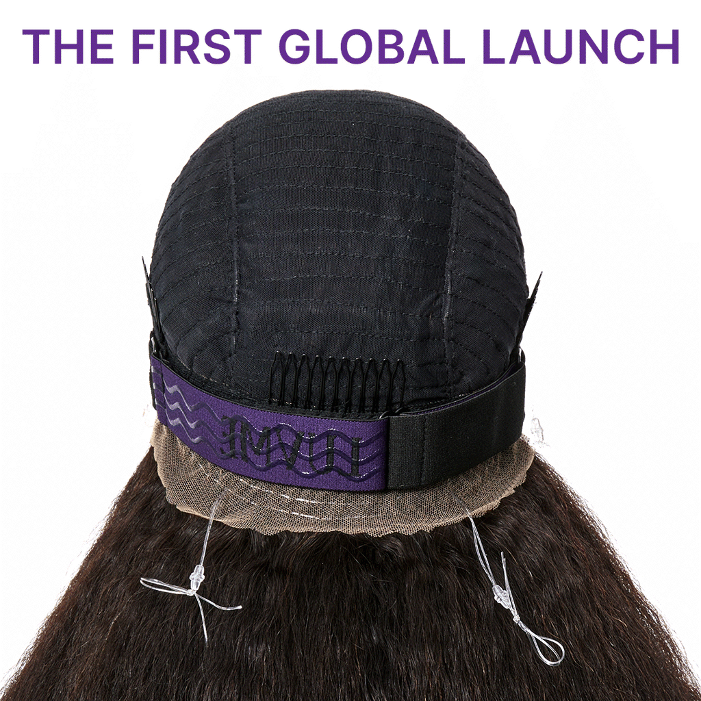 360 HD Lace Kinky Straight Wig Flexi-Fit Invisi Drawstring Cap & Pre-Cut Lace