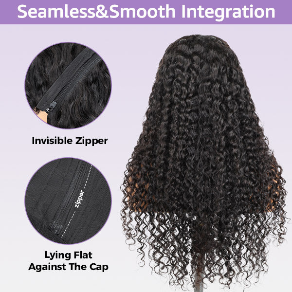 Block Wig Water Wave Bleached Knots Wig With Optional Replaceable Zip Lace Tops